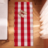 Breton Shadowplay - Plaid Rug (Red & White)