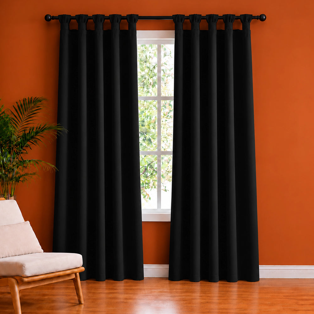 Fort Essential - Twist Tap Top Solid Blackout Curtain (Black)