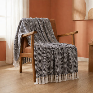 Tessitura Black Chevron - Throw