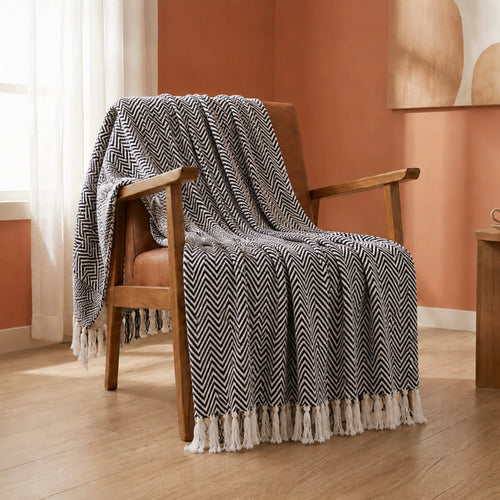 Tessitura Black Chevron - Throw