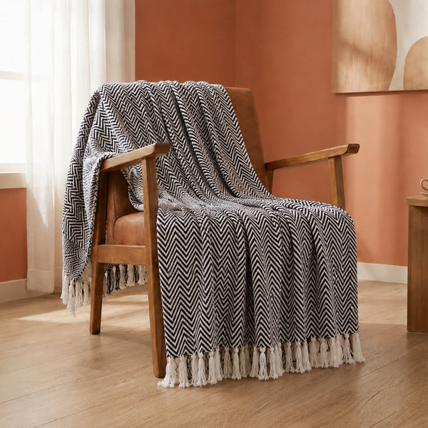 Tessitura Black Chevron - Throw