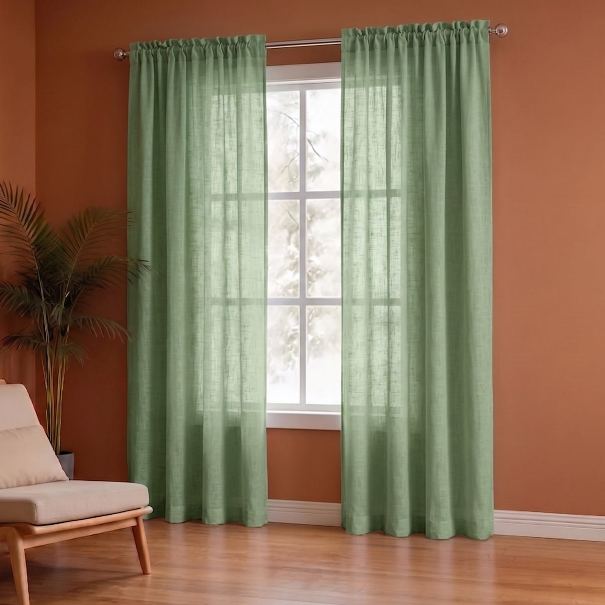 Fort Absolute - Rod Pocket Mint Green Sheer Curtain