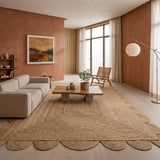 Natural Scalloped Jute Area Rug - Rectangular