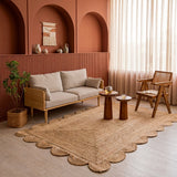 Natural Scalloped Jute Area Rug - Rectangular