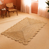 Natural Scalloped Jute Area Rug - Rectangular