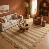 Scalloped Stripe Jute Area Rug - Rectangular