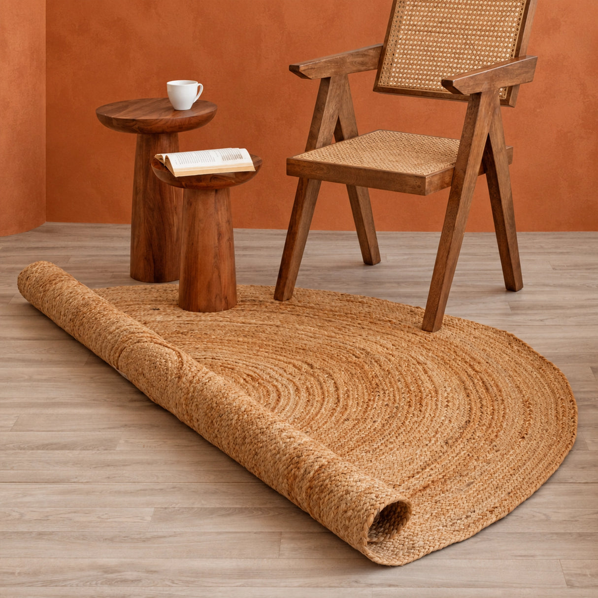 Solid Braided Jute Area Rug - Round