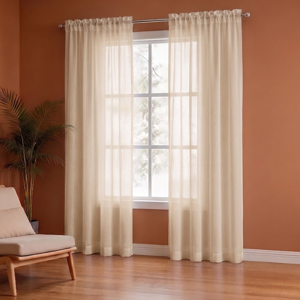 Fort Absolute - Rod Pocket Beige Sheer Curtain