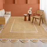 Scalloped Border Jute Area Rug - Rectangular