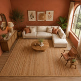 Solid Braided Jute Area Rug - Rectangular