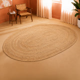 Solid Braided Jute Area Rug - Oval