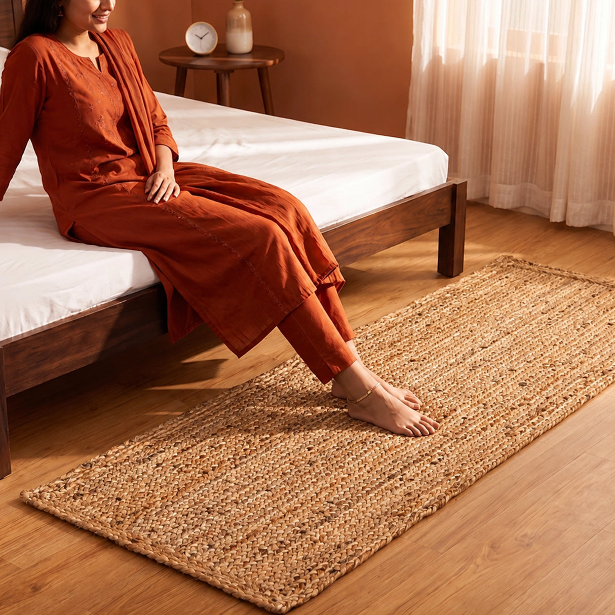 Scalloped Border Jute Area Rug - Rectangular