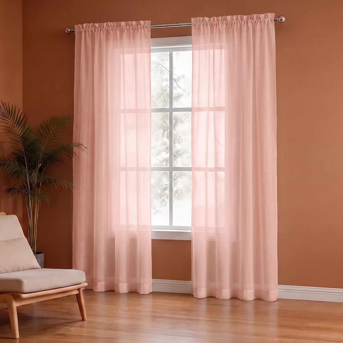 Fort Absolute - Rod Pocket Peach Sheer Curtain