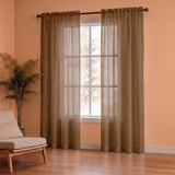 Fort Absolute - Rod Pocket Dark Brown Sheer Curtain