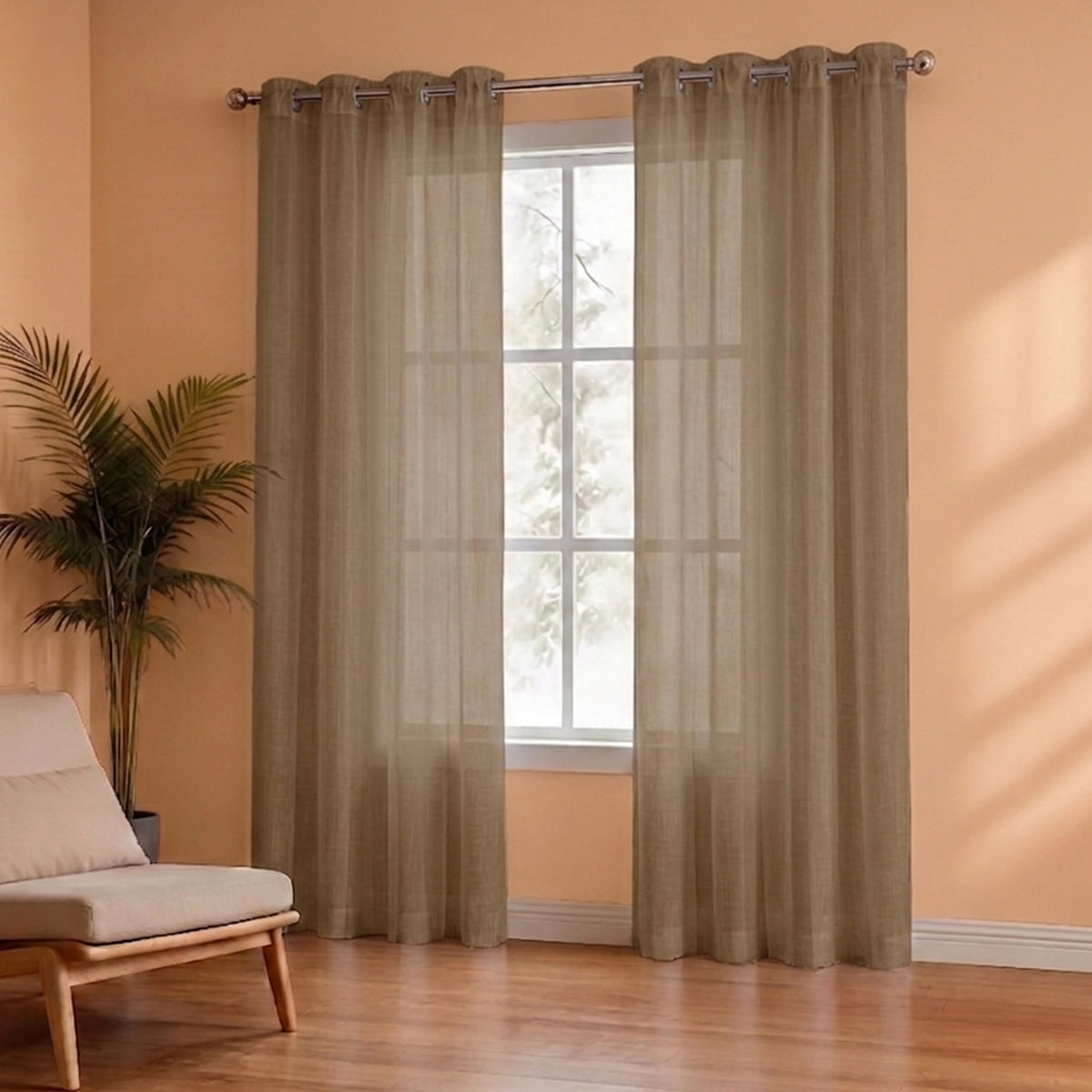 Fort Absolute - Eyelet Dark Brown Sheer Curtain
