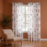 White Lunaria Garden Rod Pocket Printed Sheer Curtain
