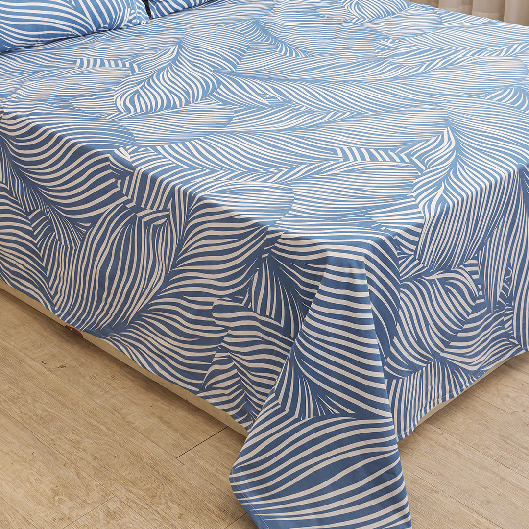 Blue Feather - Bedsheet (Blue & White)