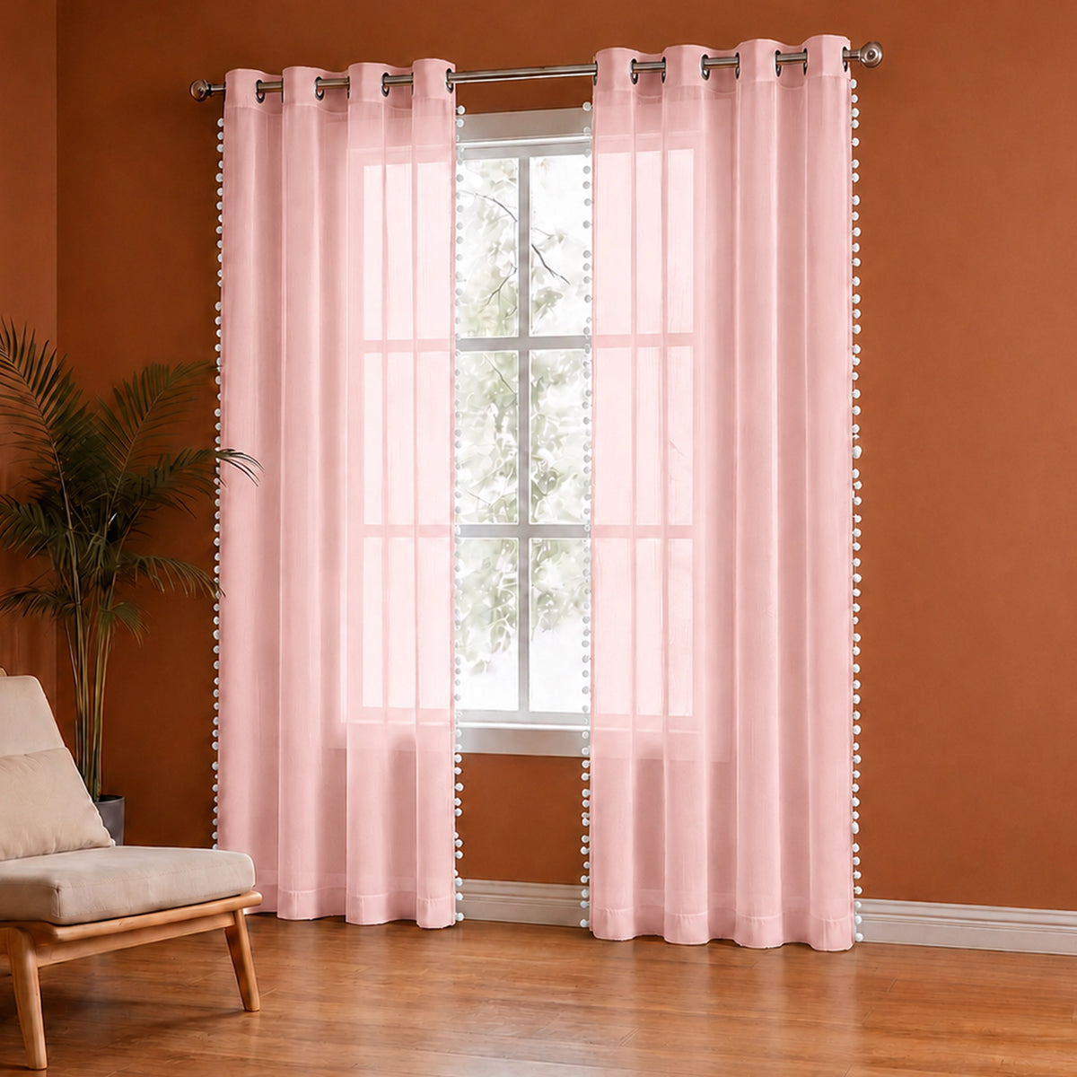 Fort Handpicked Breeze - Pink Sheer Curtain