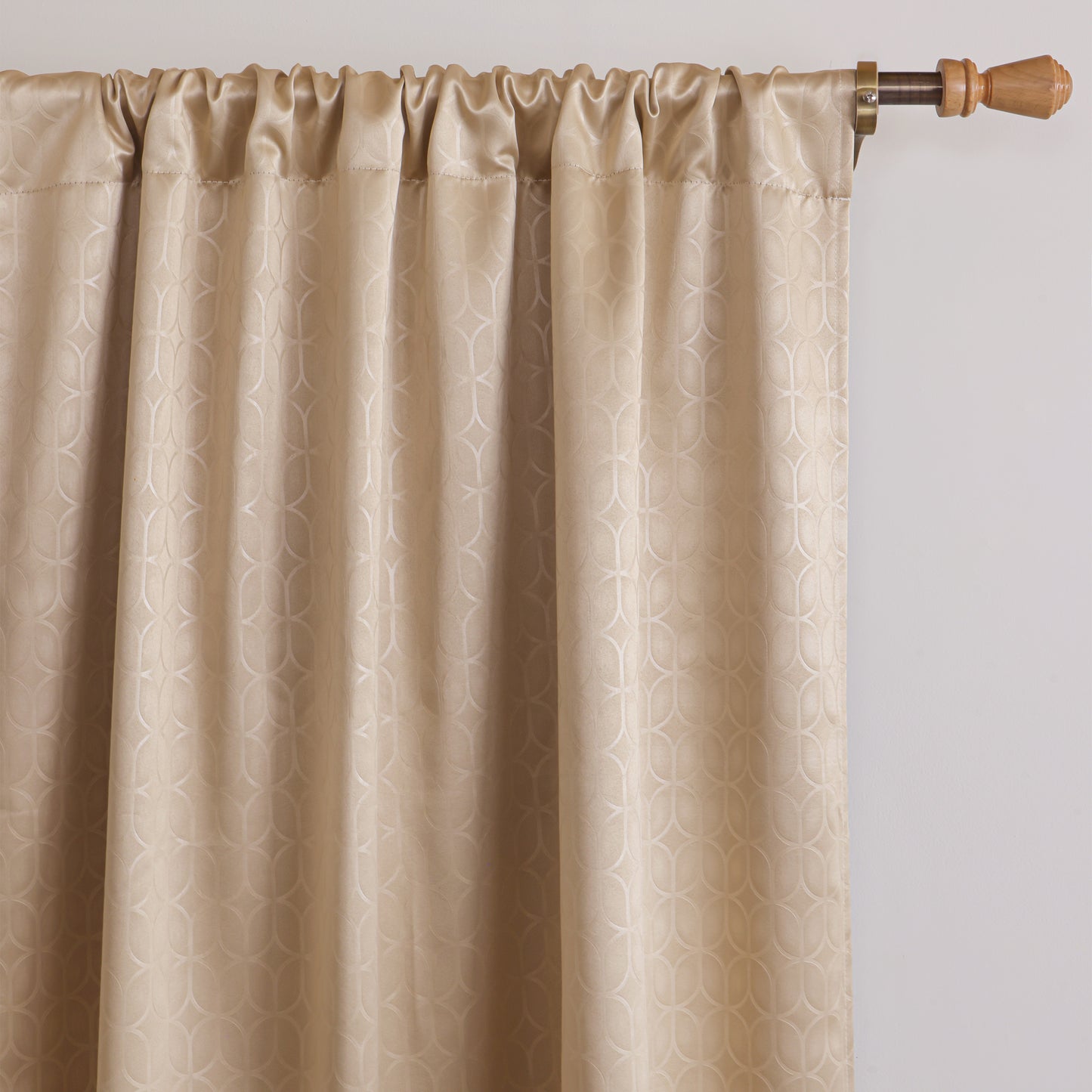 Beige Rod Pocket Solid Curtain