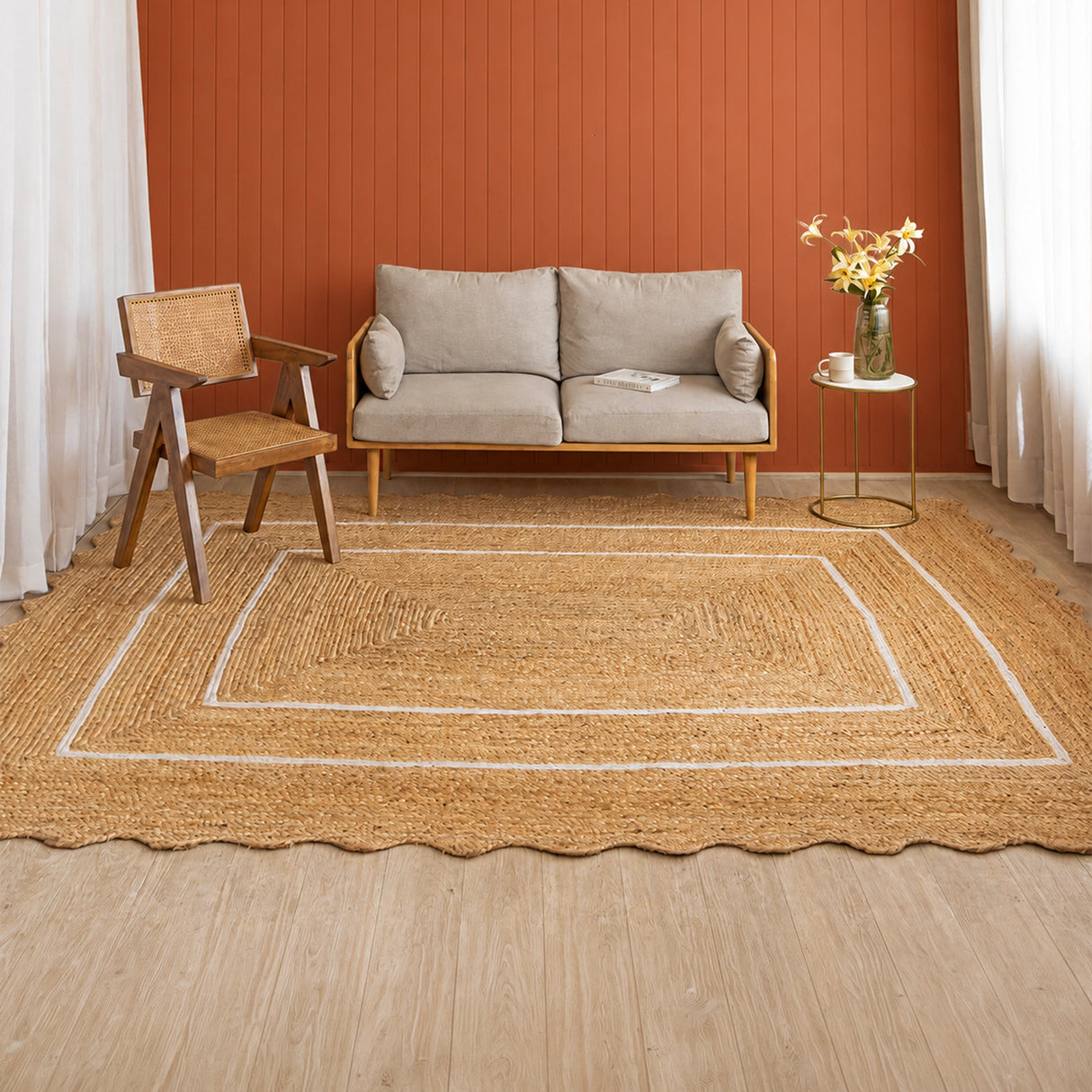 Wave Jute Area Rug - Rectangular
