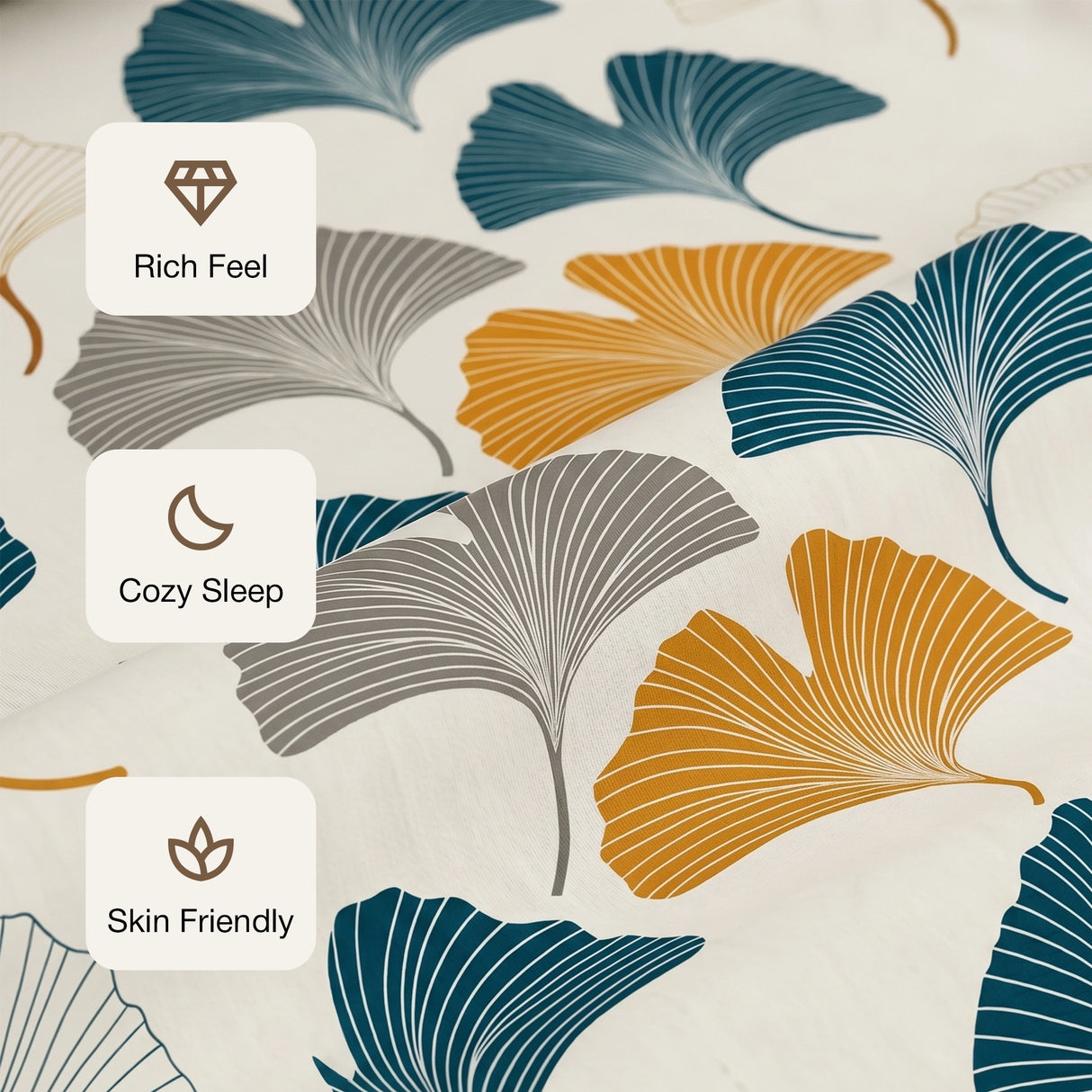Imprimer Ginkyo - Floral Printed Bedsheet (Mustard & Grey)