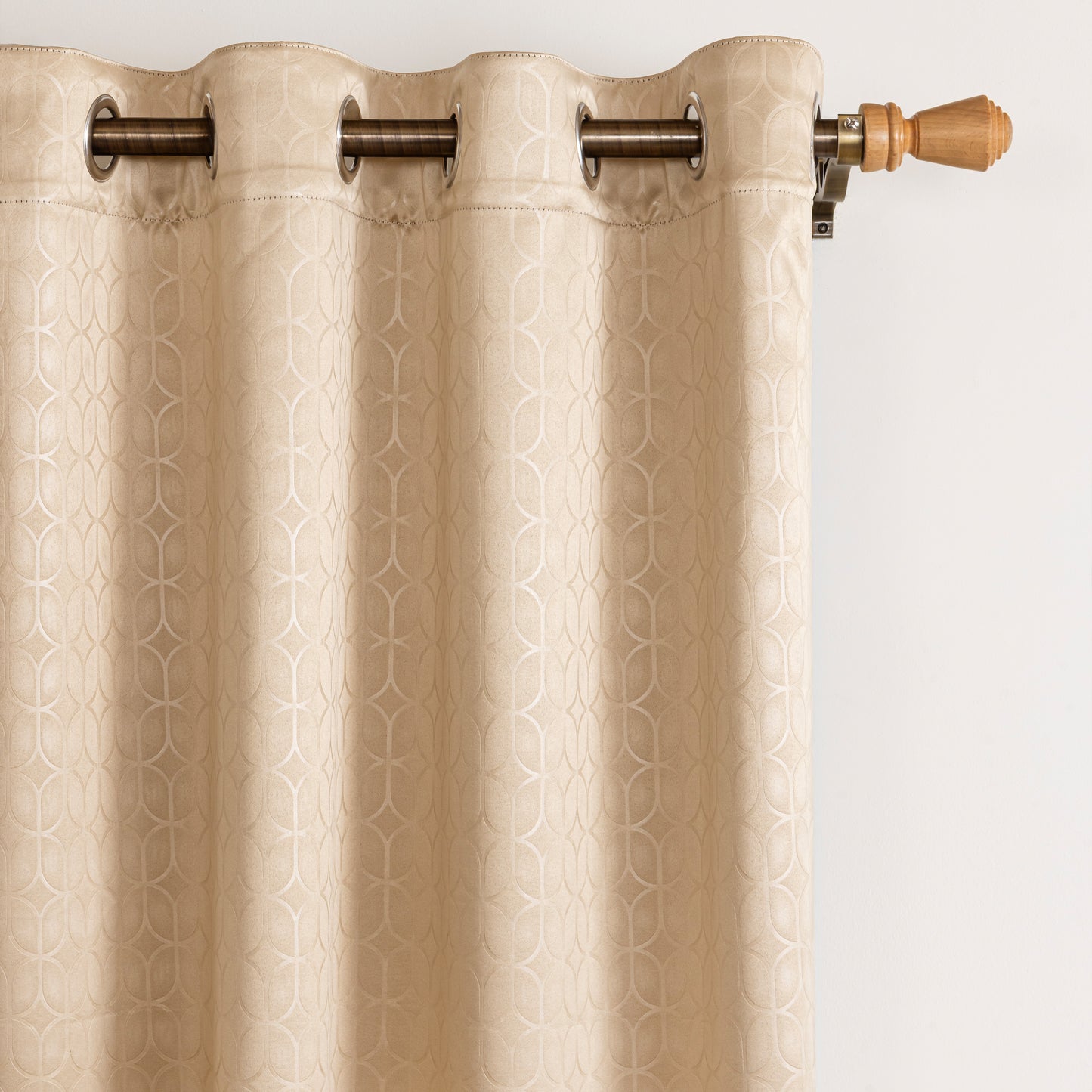 Beige Solid Eyelet Curtain