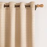 Beige Embossed Blackout Curtain (Elara - Eyelets)