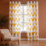 Imprimer Blooming Sunflowers - Printed Sheer Eyelet Curtain