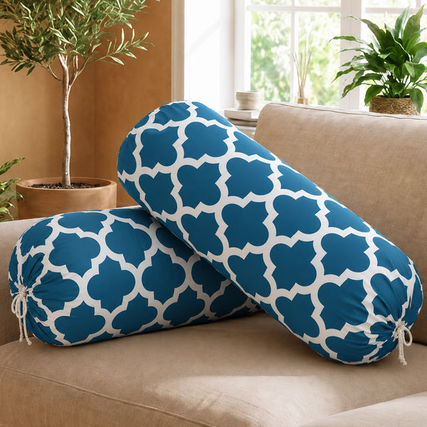 Imprimer Quatrefoil - Printed Bolster Cover (Blue)