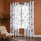 White Lunaria Garden Eyelet Printed Sheer Curtain