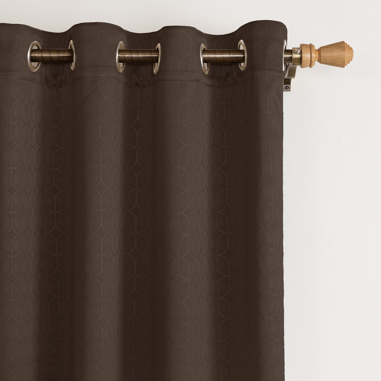 Brown Solid Eyelet Curtain