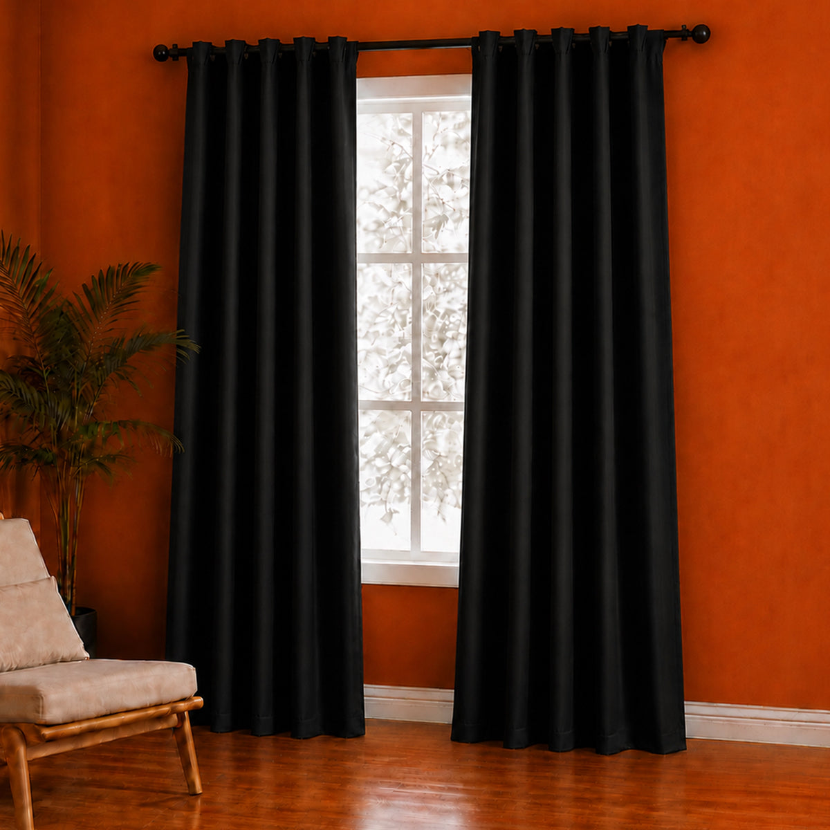 Fort Essential - Back Tab Blackout Curtain (Black)