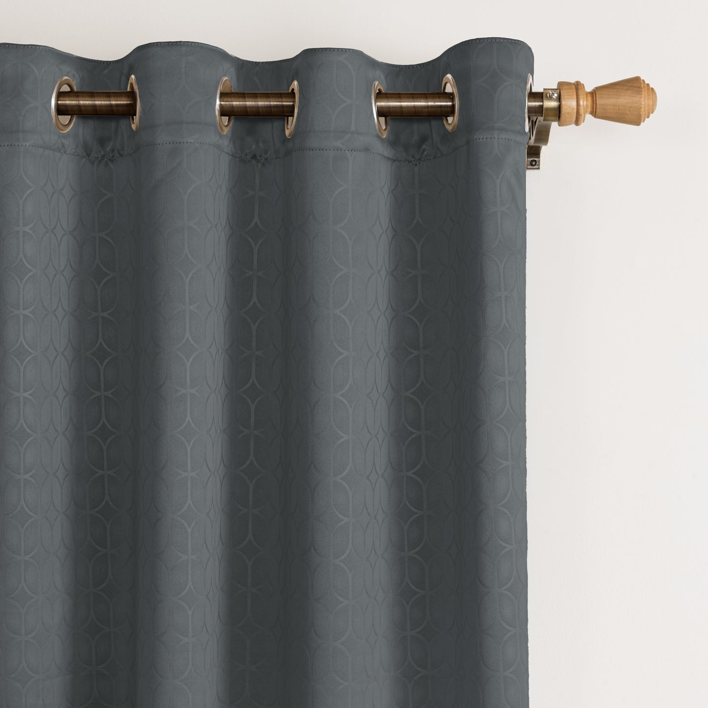 Grey Solid Eyelet Curtain