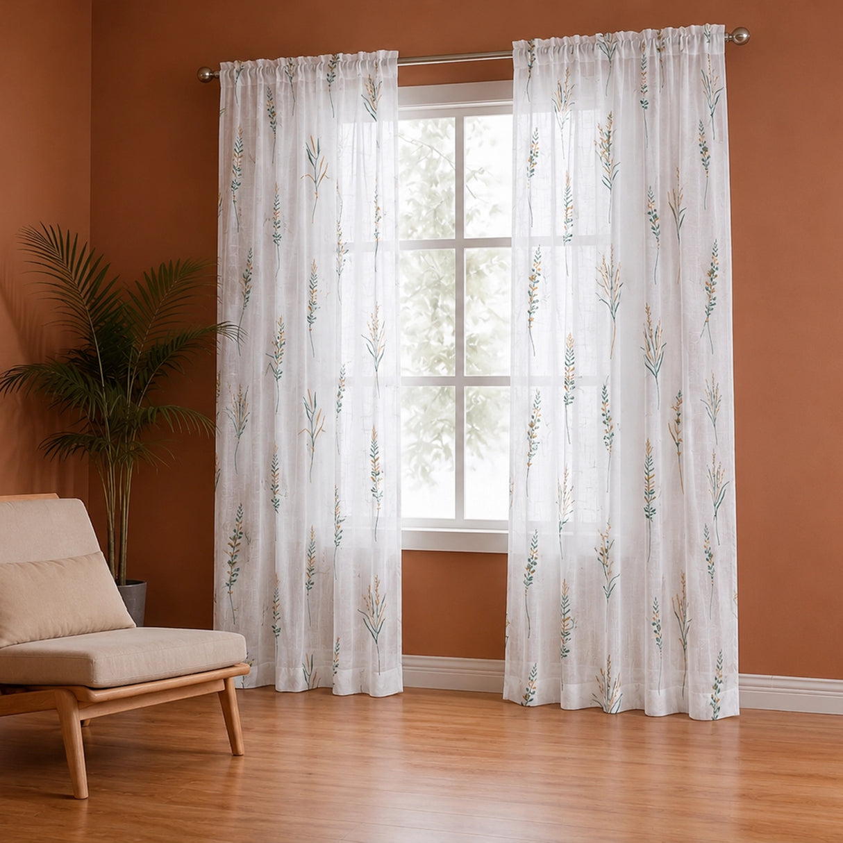 Imprimer Leafscape - Printed Rod Pocket Sheer Curtain