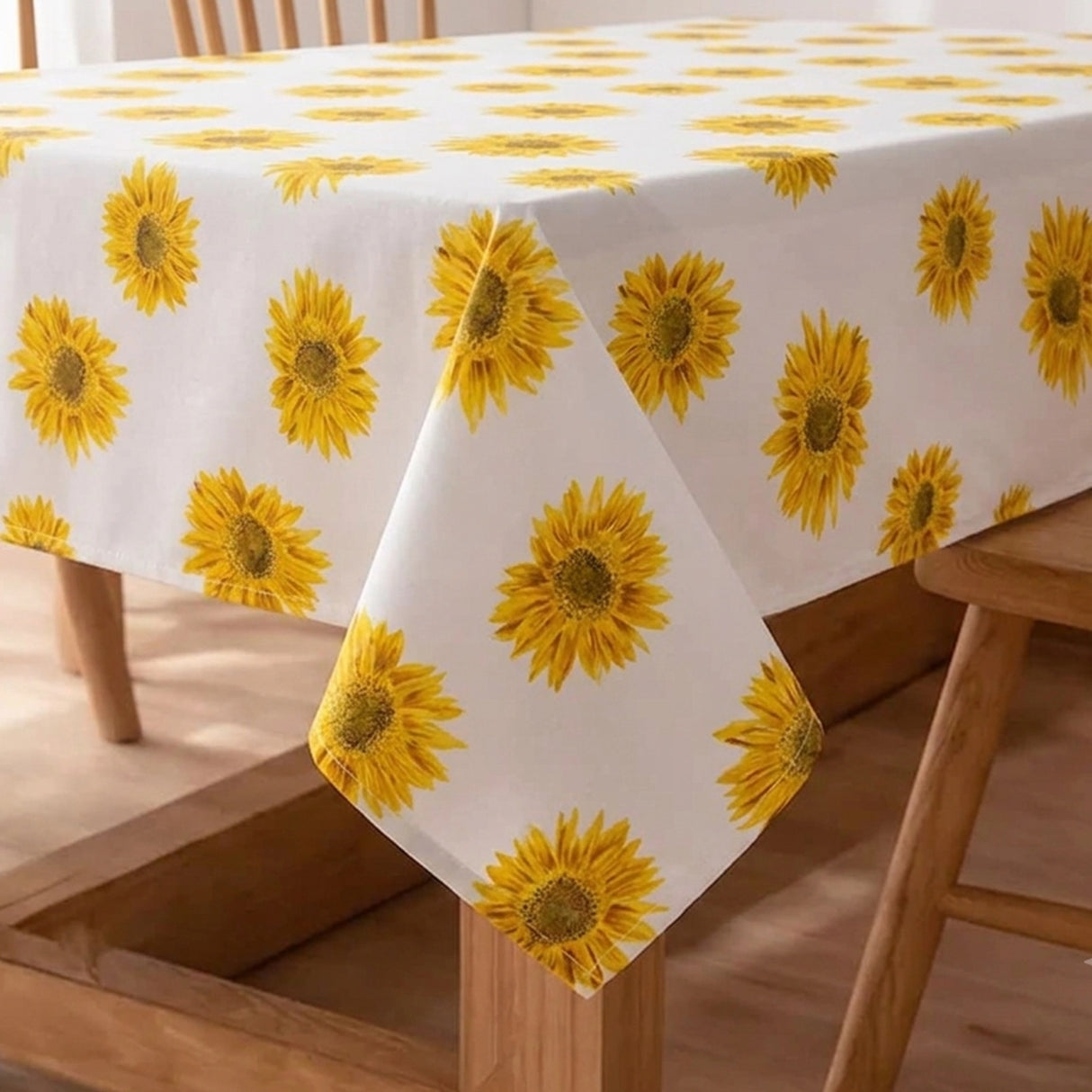 Cotton Sun Flower Print Dining Table Cover (Multicolor)
