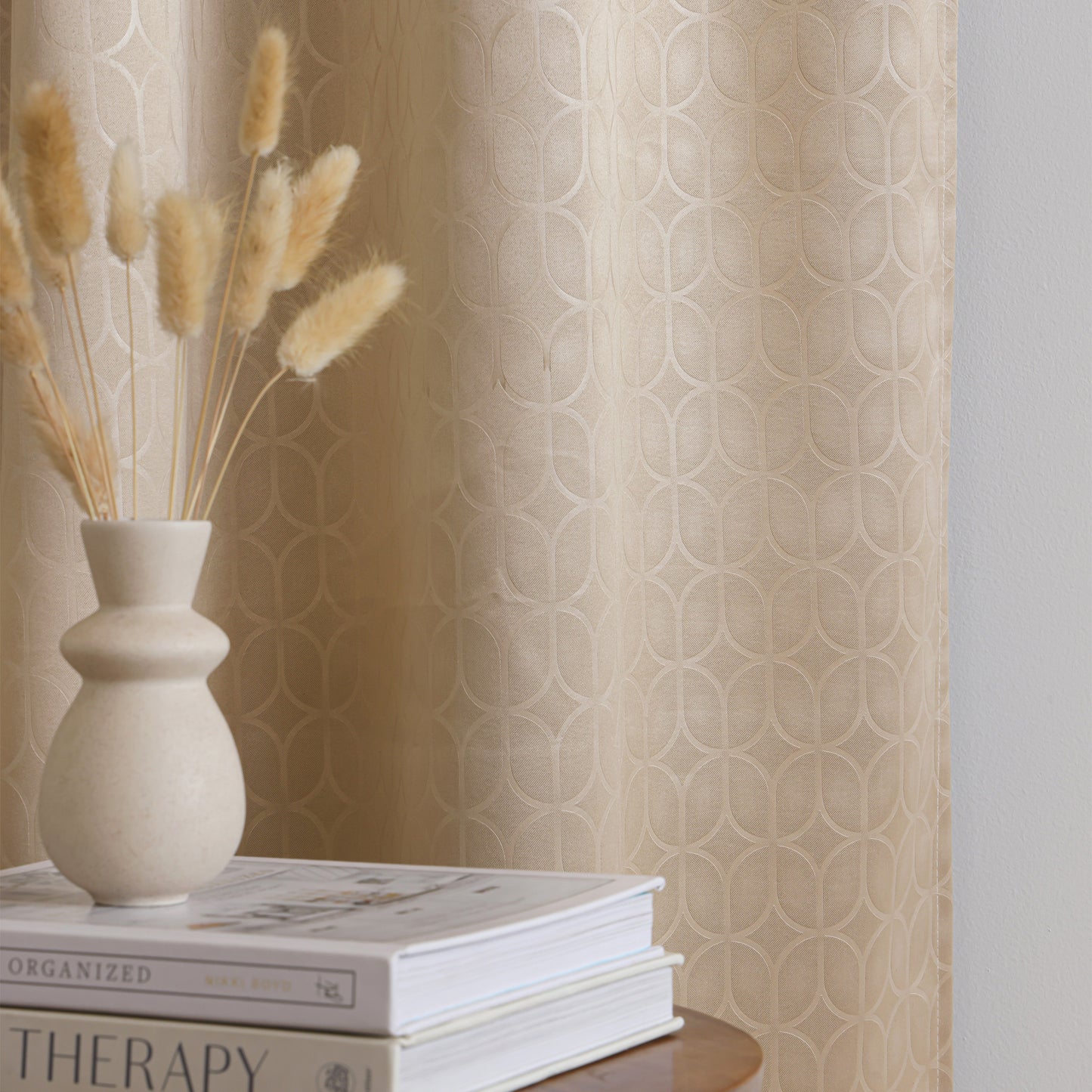 Beige Rod Pocket Solid Curtain