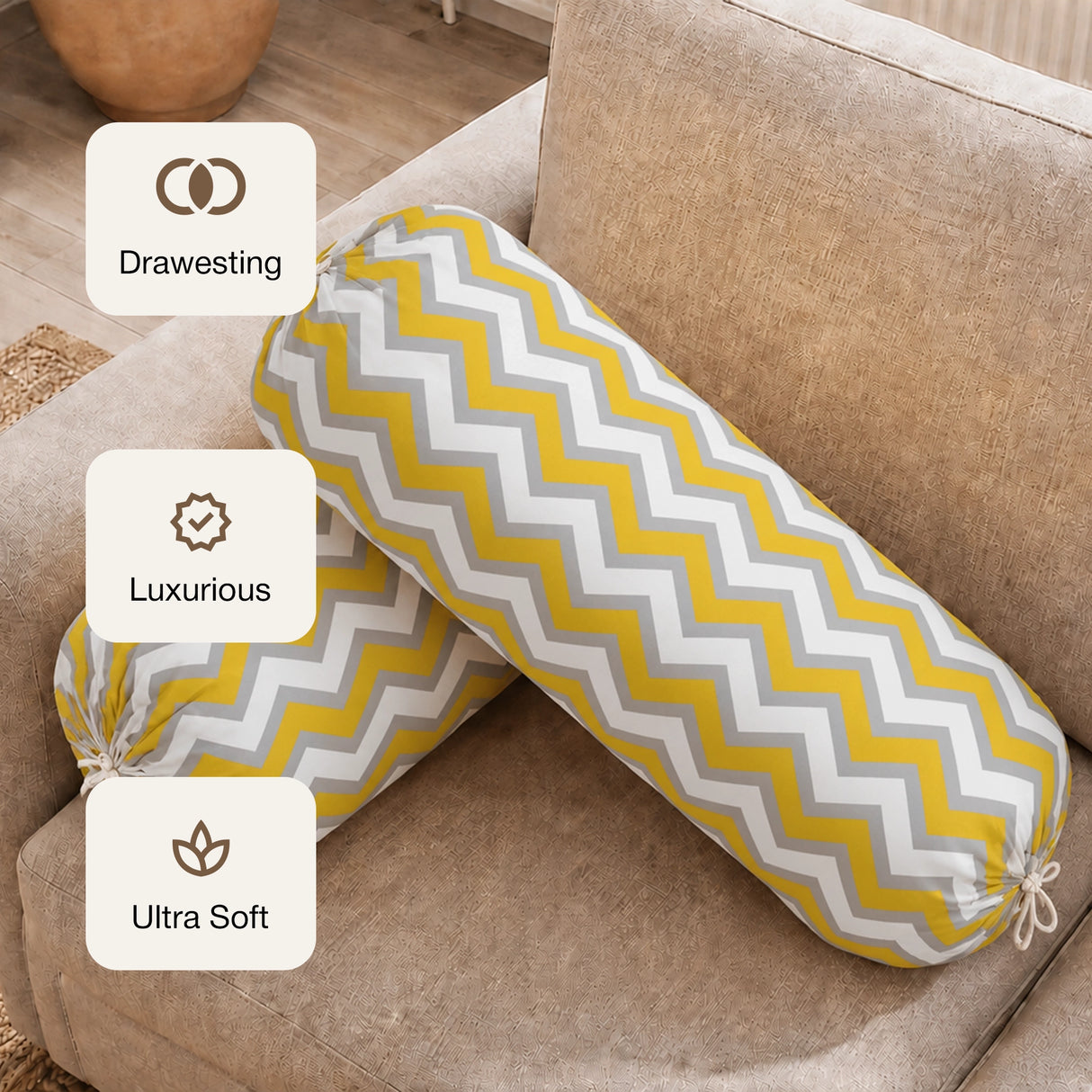 Imprimer Chevron - Printed Bolster Cover (Yellow)