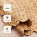Natural Scalloped Jute Area Rug - Rectangular