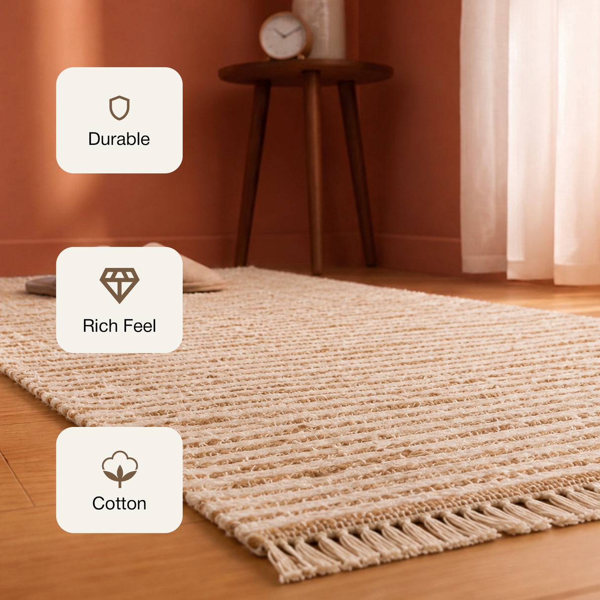 Tassel Cotton Jute - Rectangular