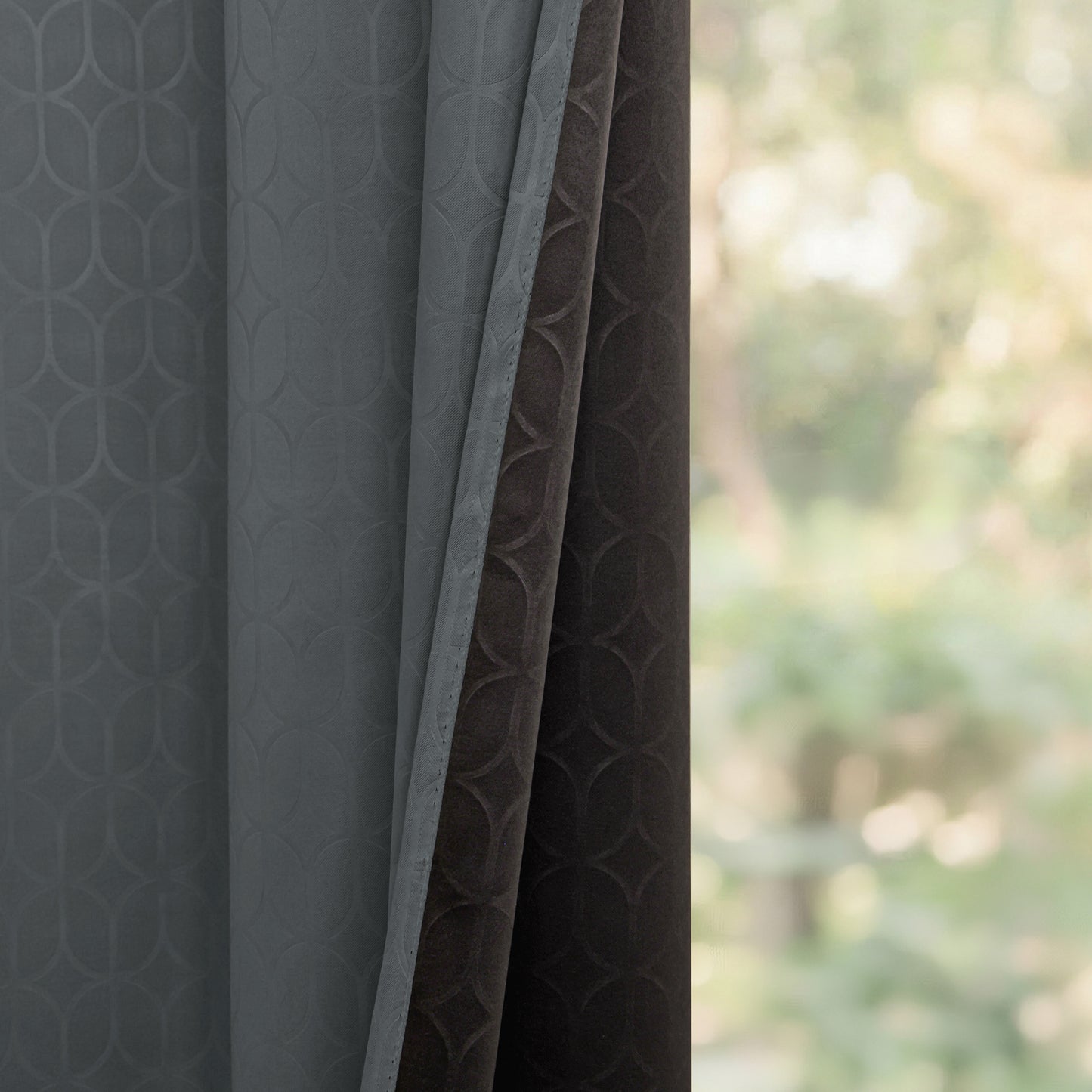 Grey Solid Eyelet Curtain