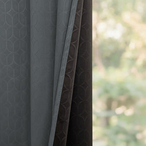Grey Solid Eyelet Curtain