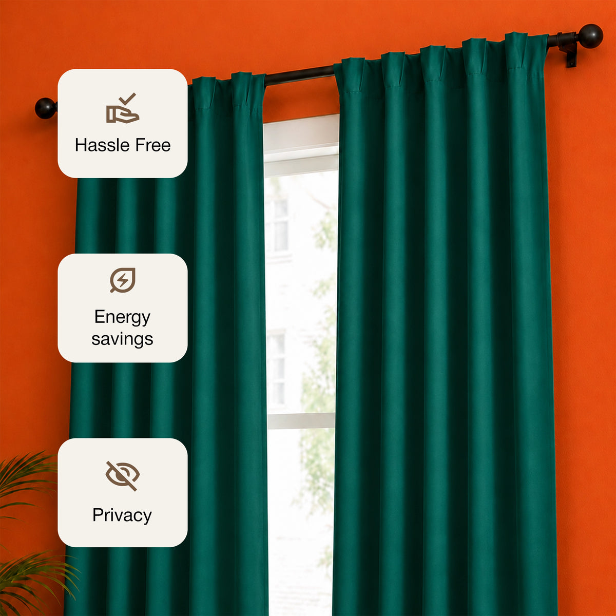 Fort Essential - Back Tab Blackout Curtain (Rama Green)