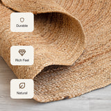 Solid Braided Jute Area Rug - Round