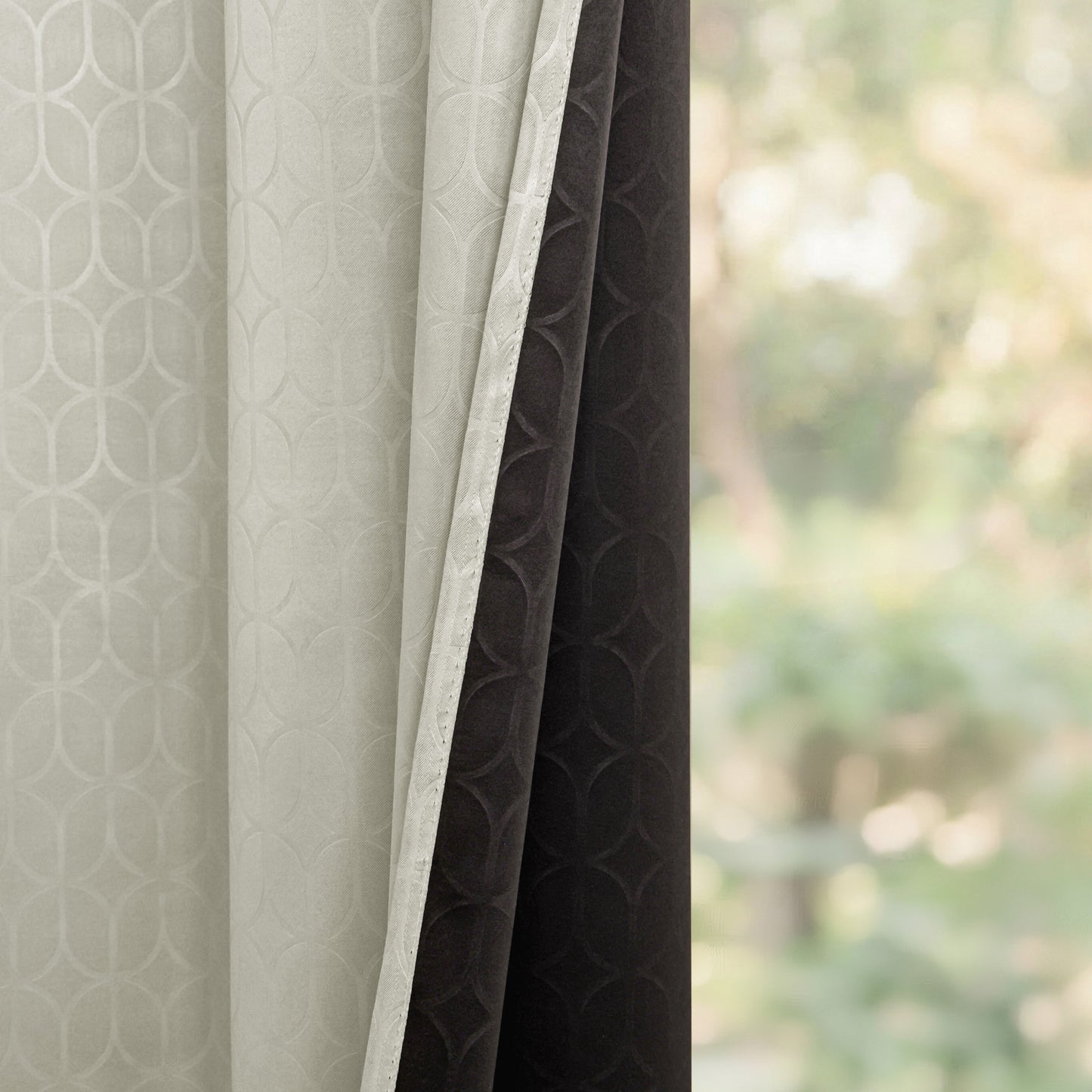 Off White Solid Eyelet Curtain