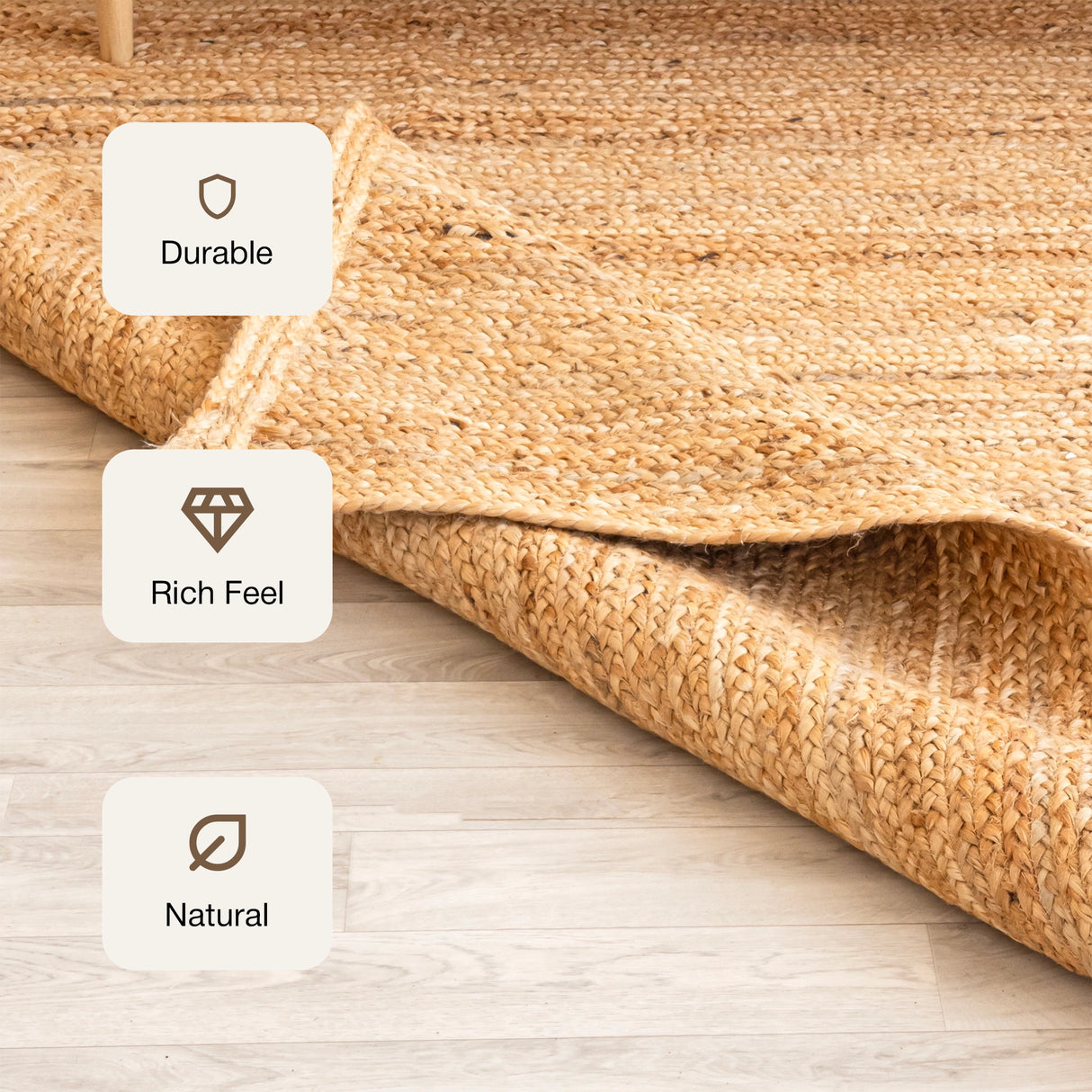 Solid Braided Jute Area Rug - Rectangular