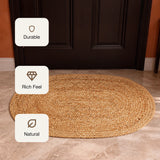 Solid Braided Jute Area Rug - Oval