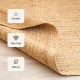 Solid Braided Jute Area Rug - Oval