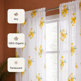 Imprimer Gleamflora - Flower Printed Rod Pocket Sheer Curtain (Yellow)