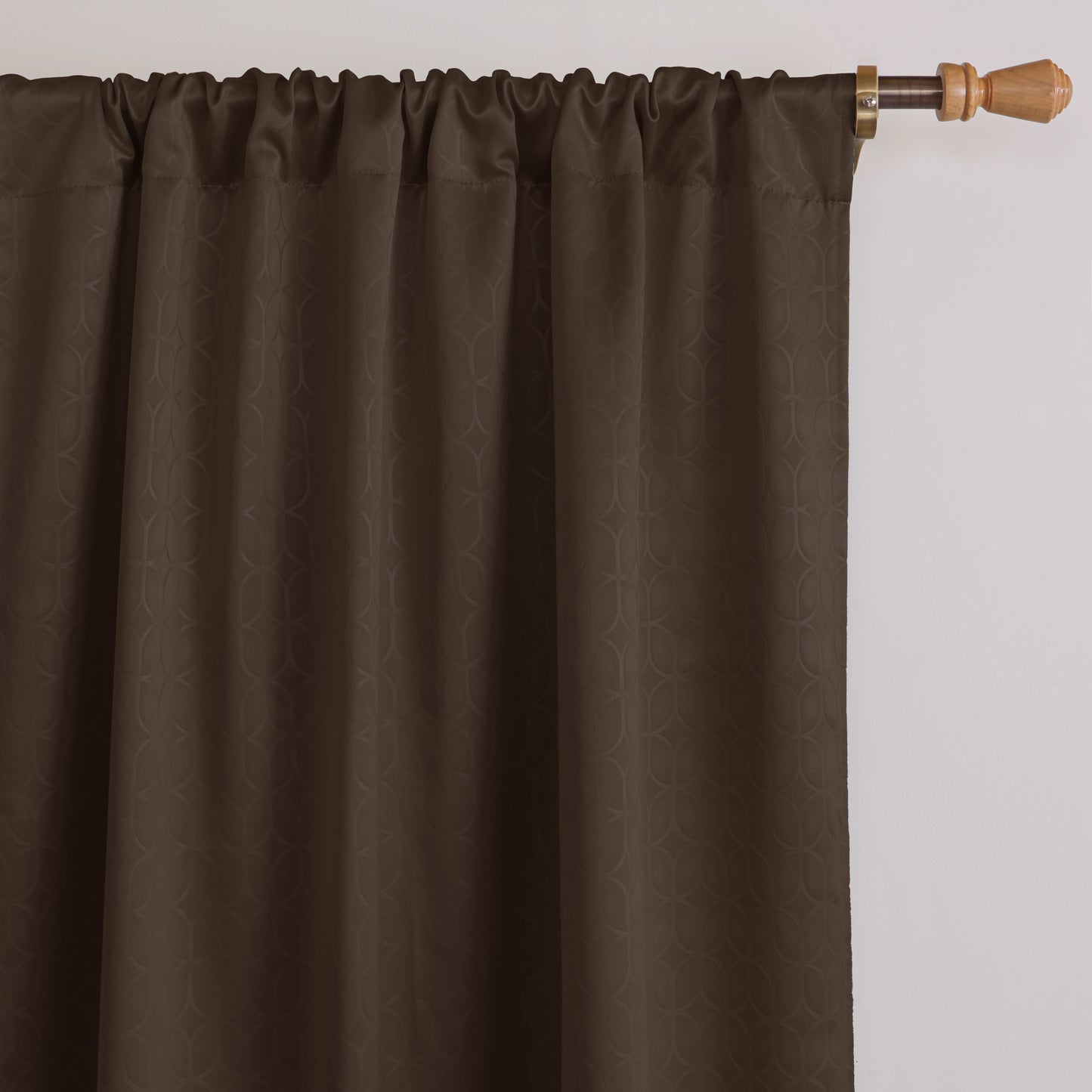 Brown Rod Pocket Solid Curtain