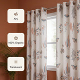 White Lunaria Garden Eyelet Printed Sheer Curtain
